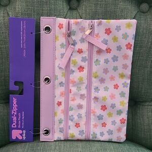 Floral Pencil Pouch with Dual Zipper
